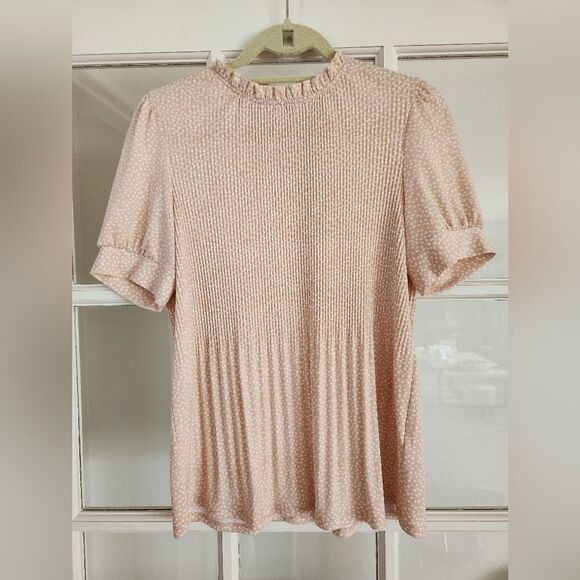 Adrianna Papell Elegant Pink Ruffle Blouse - Picture 1 of 11